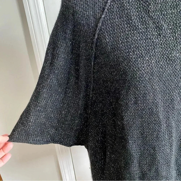 Joie Jolena Wool Cashmere Poncho Sweater XS Black Silver Metallic Shimmer Knit - Picture 4 of 16